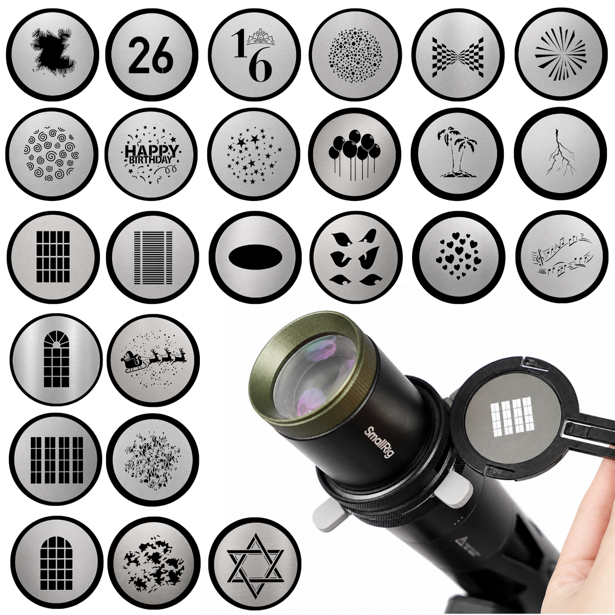 25pcs Gobos for Smallrig SP Air Spotlight