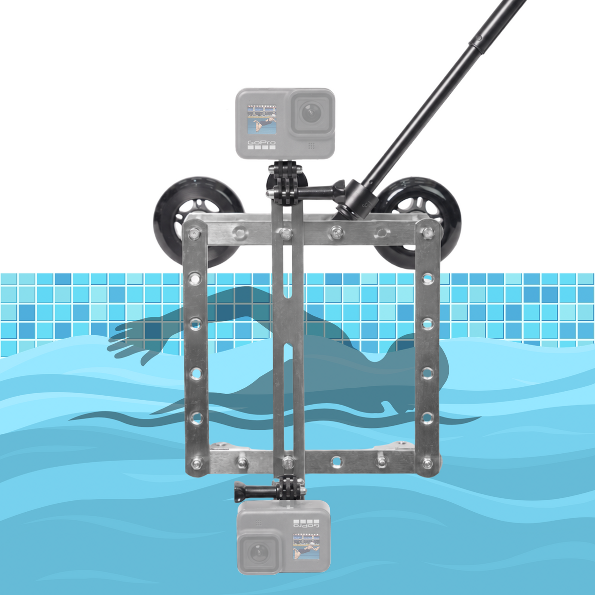 Underwater Hand Grip for GoPro, DJI Osmo, Swim Follow Stabilizer for Stroke Correction, Pool Vlog, Swim Training